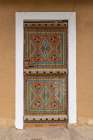 Saudi Arabia, Riyadh. Colorfully painted door in Najd Village. Art Print